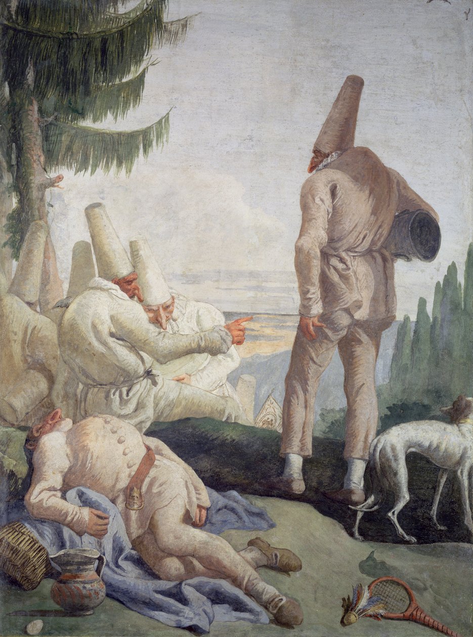 Pulcinella lomalla tekijältä Giovanni Domenico Tiepolo