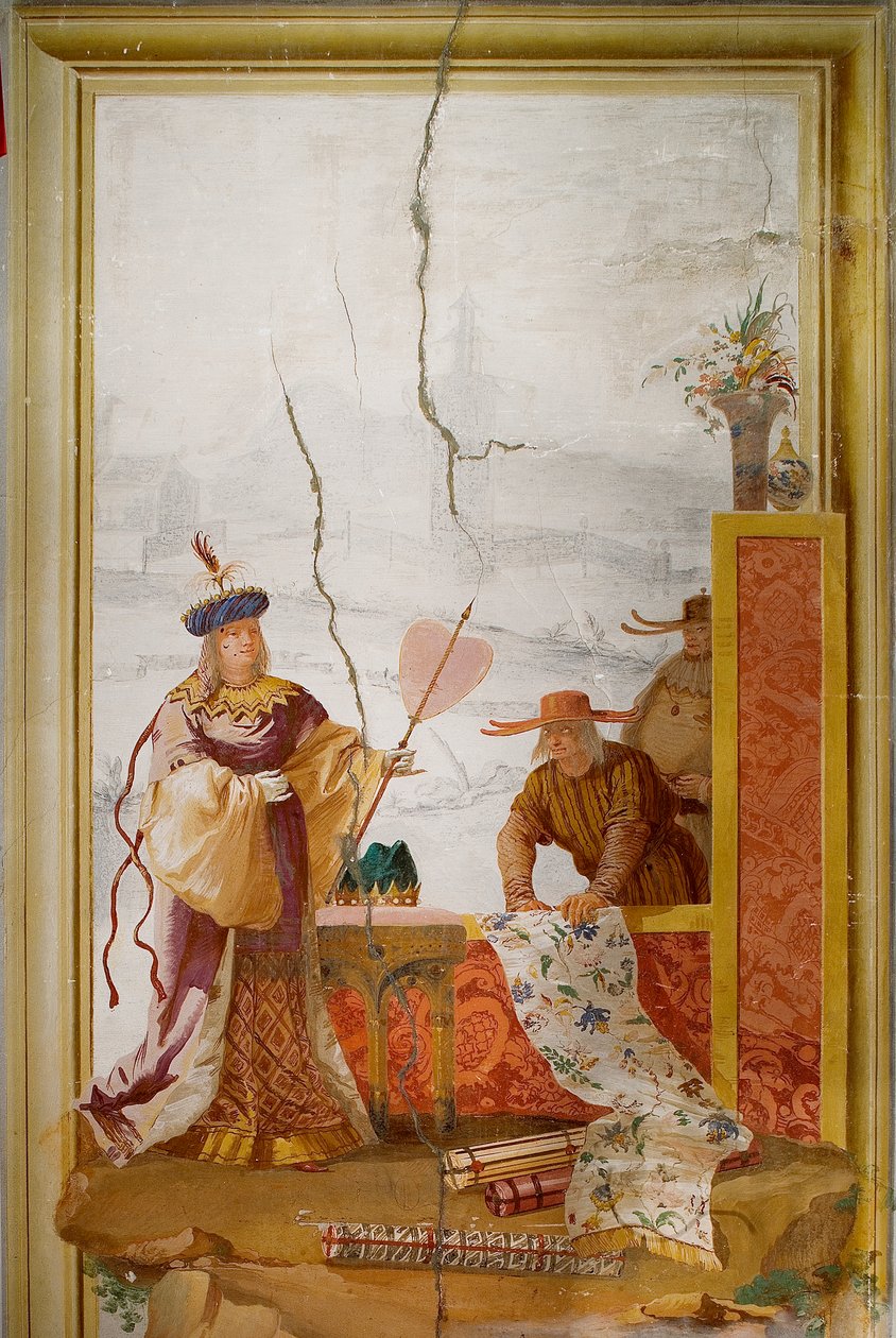 Tekstiilikauppias, Foresterian kiinalaisesta huoneesta, 1757 tekijältä Giovanni Domenico Tiepolo