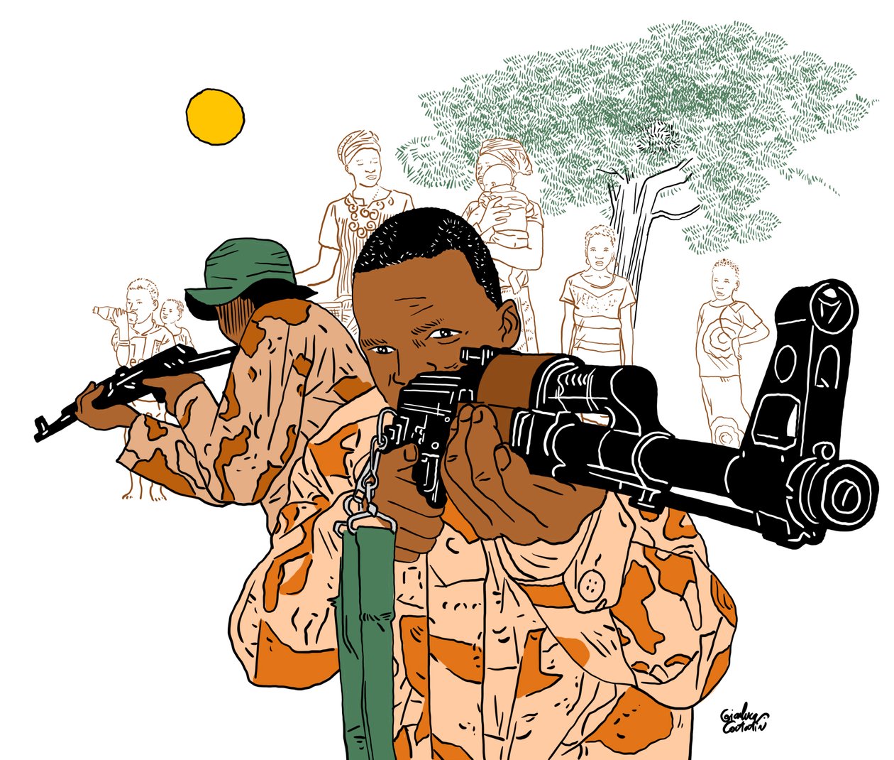 Sotilaallinen Afrikka, 2022 (digitaalinen) tekijältä Gianluca Costantini