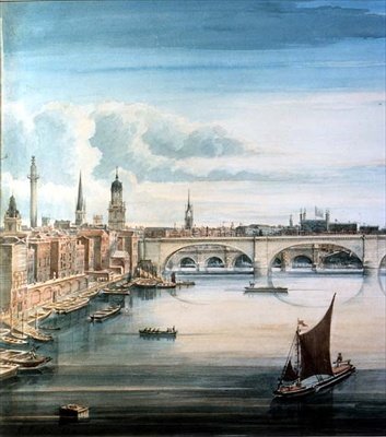Länsinäkymä New London Bridgelle ja Old London Bridgelle tekijältä Gideon Yates