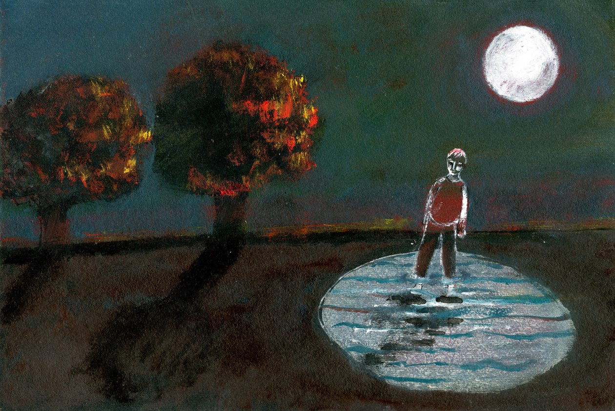 Syksy muuttuu talveksi, Study For A Night Stroll, 2004, (öljy paperille) tekijältä Gigi Sudbury