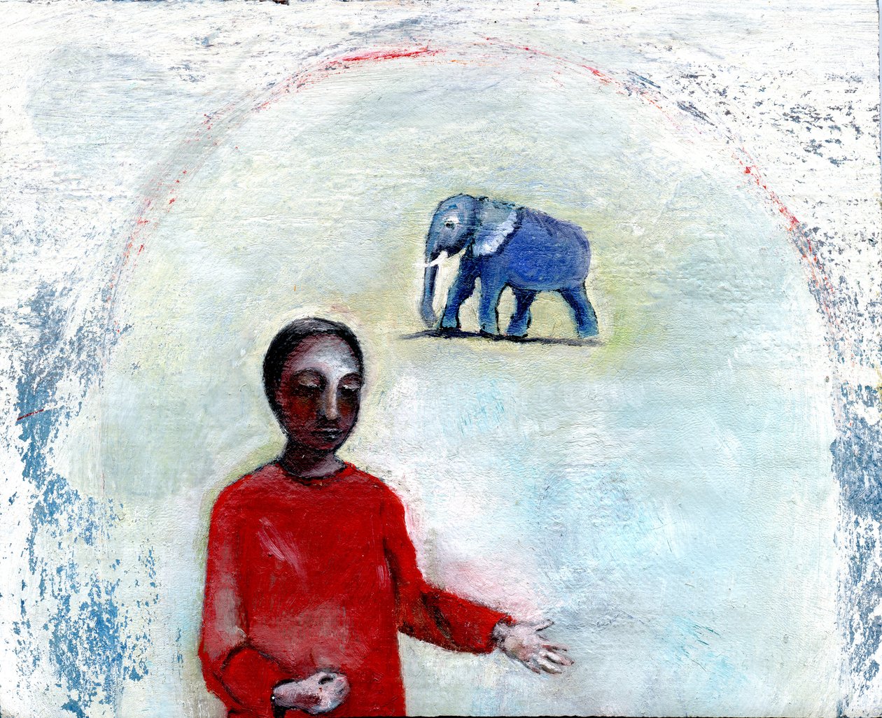 Blue Elephant Day, 2004, (öljy pellavalle) tekijältä Gigi Sudbury