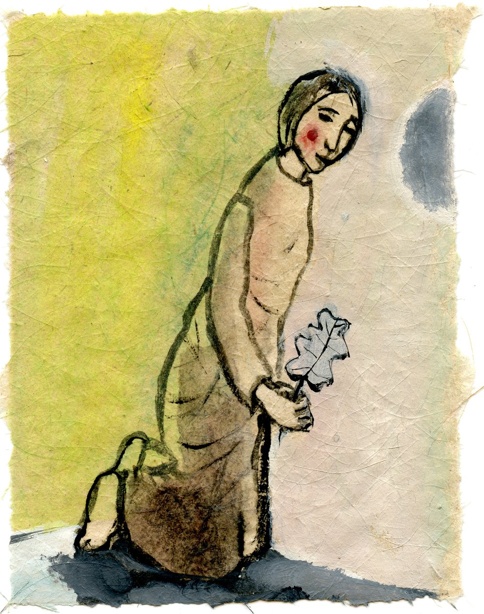 Tammenlehti, 2005, (öljy paperille) tekijältä Gigi Sudbury