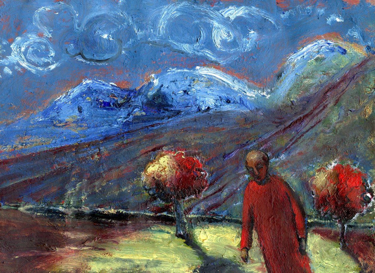 Walk in the Blue Mountains, syksy, 2015, (öljy paperille) tekijältä Gigi Sudbury