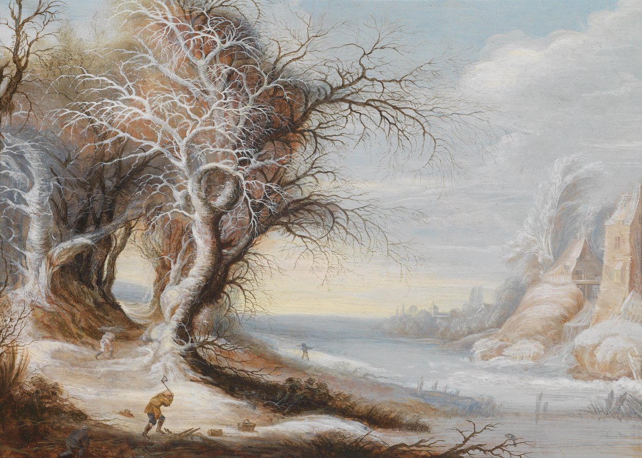 Eine Winterlandschaft mit Holzfäller tekijältä Gijsbrecht Leytens