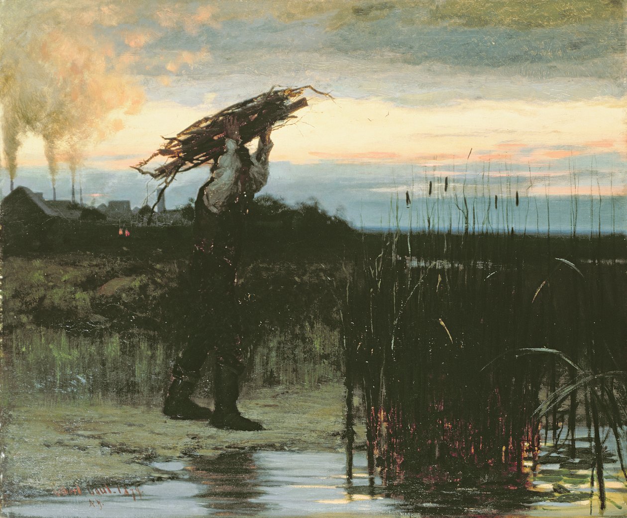 Mies kantoi keppejä hämärässä, 1879 tekijältä Gilbert Gaul