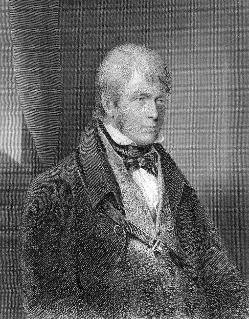 Walter Scottin muotokuva (kaiverrus) (bw kuva) tekijältä Gilbert Stuart Newton