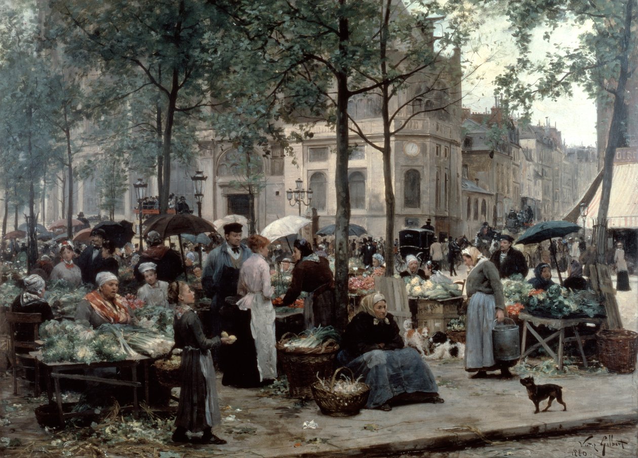"Les Halles, Pariisin keskustori", 1880 tekijältä Gilbert Victor Gabriel