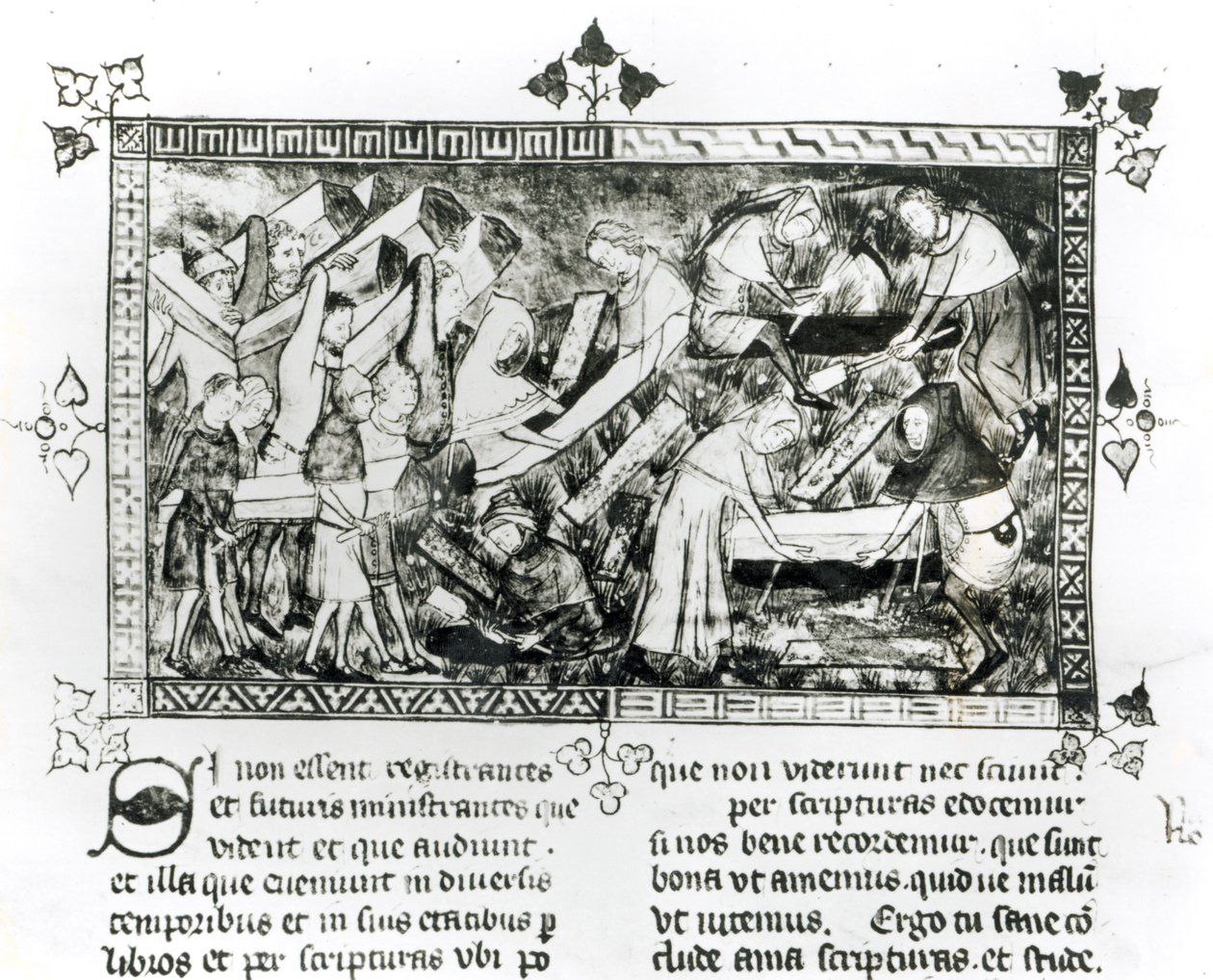13076-77 f.24v Black Death Tournaissa, kirjoittanut Gilles de Muisit, vuoden 1349 jälkeen tekijältä Gilles Le Muisit