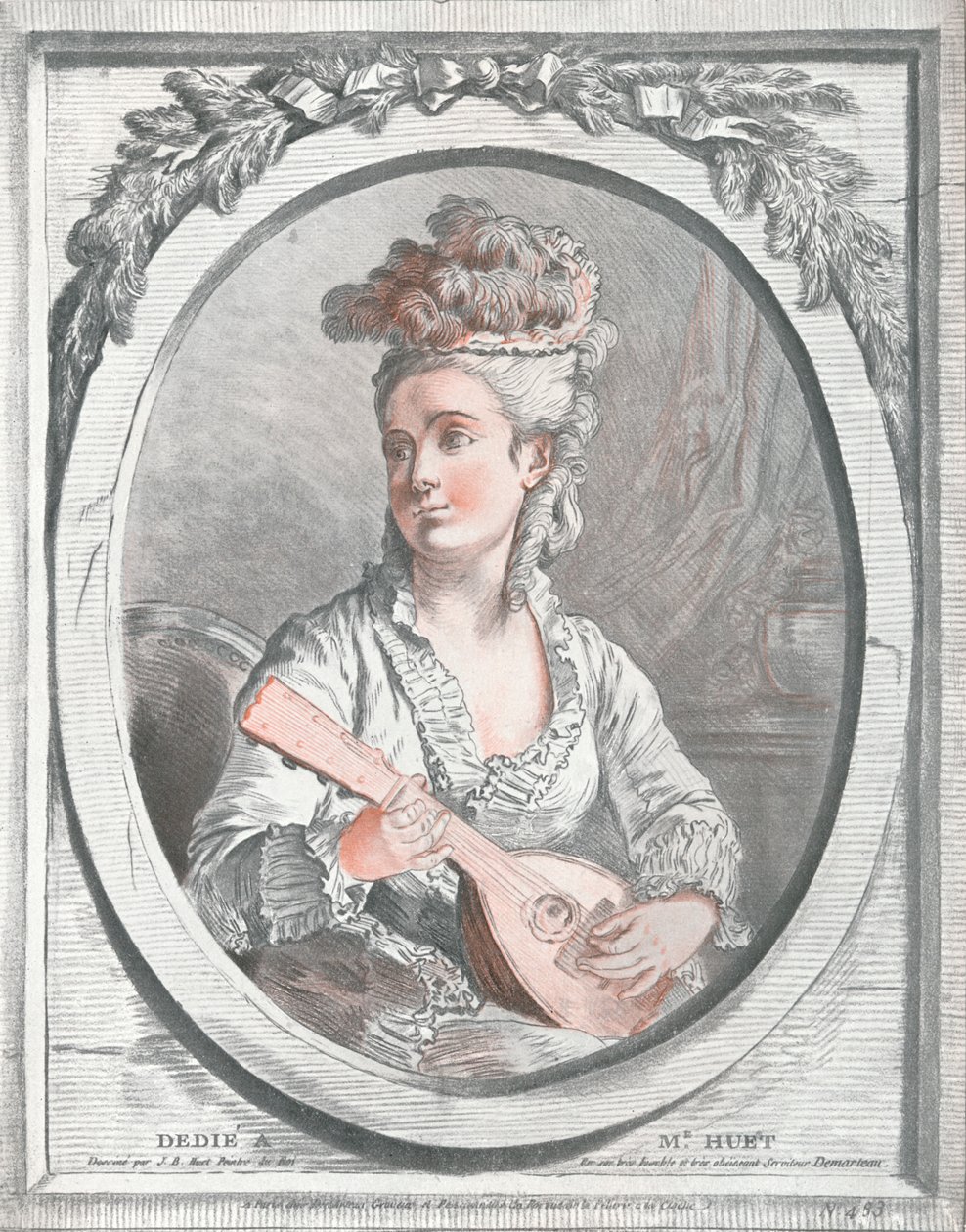 Madame Huetin muotokuva 1700-luvulta tekijältä Gilles Demarteau