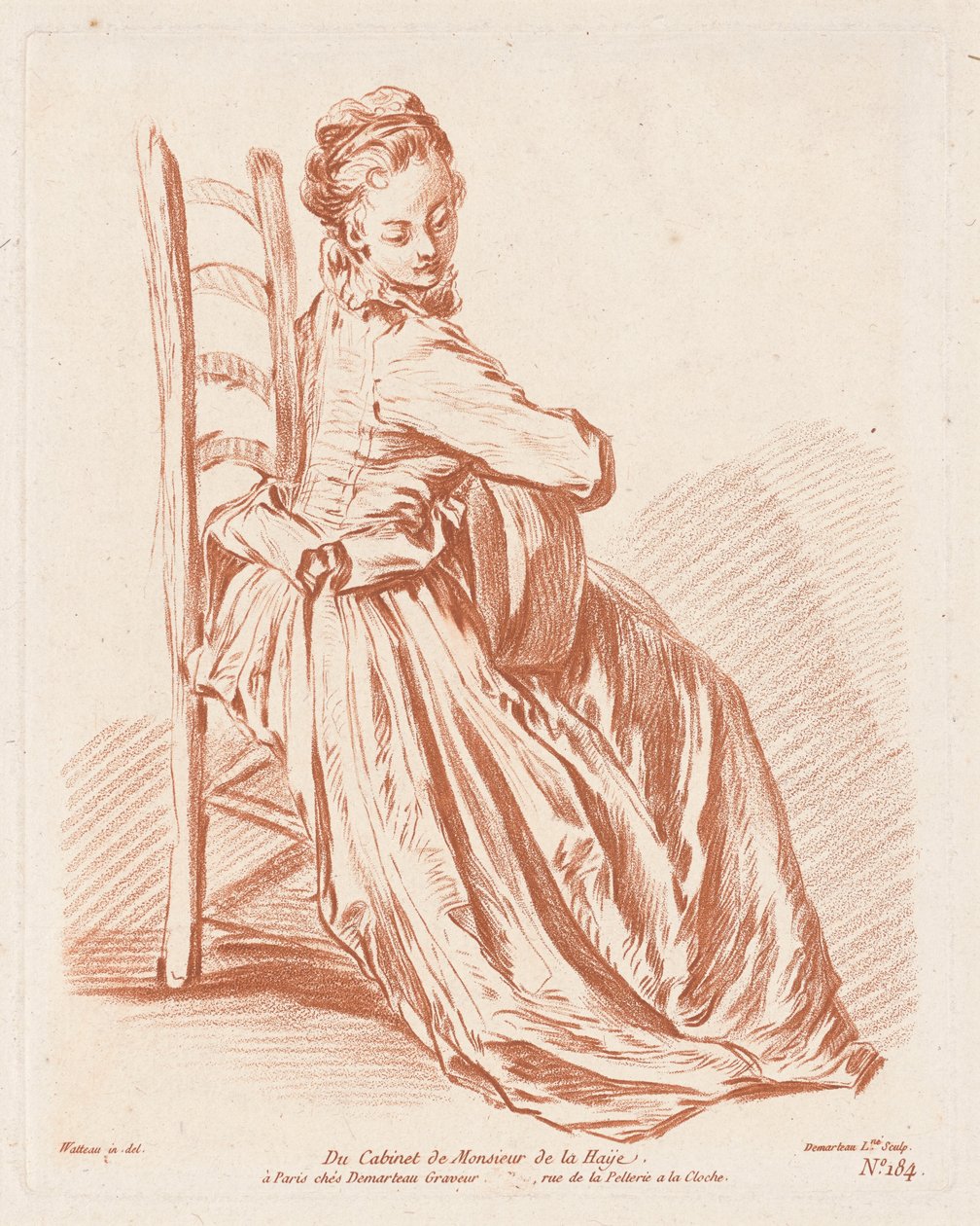 Nainen soittaa kitaraa tekijältä Gilles Demarteau, the Elder, Antoine Watteau