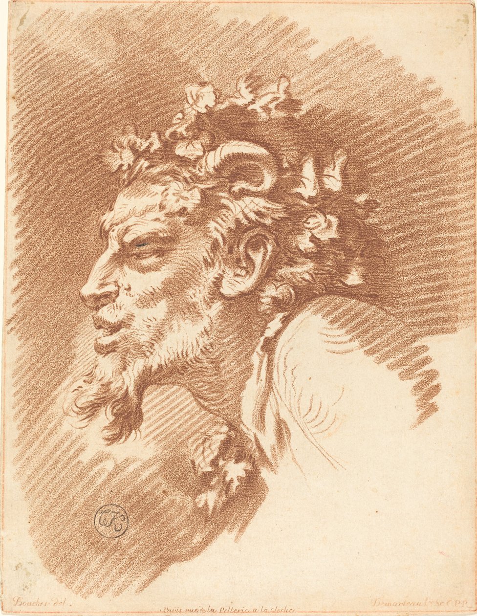 Faunin pää tekijältä Gilles Demarteau, the Elder after François Boucher