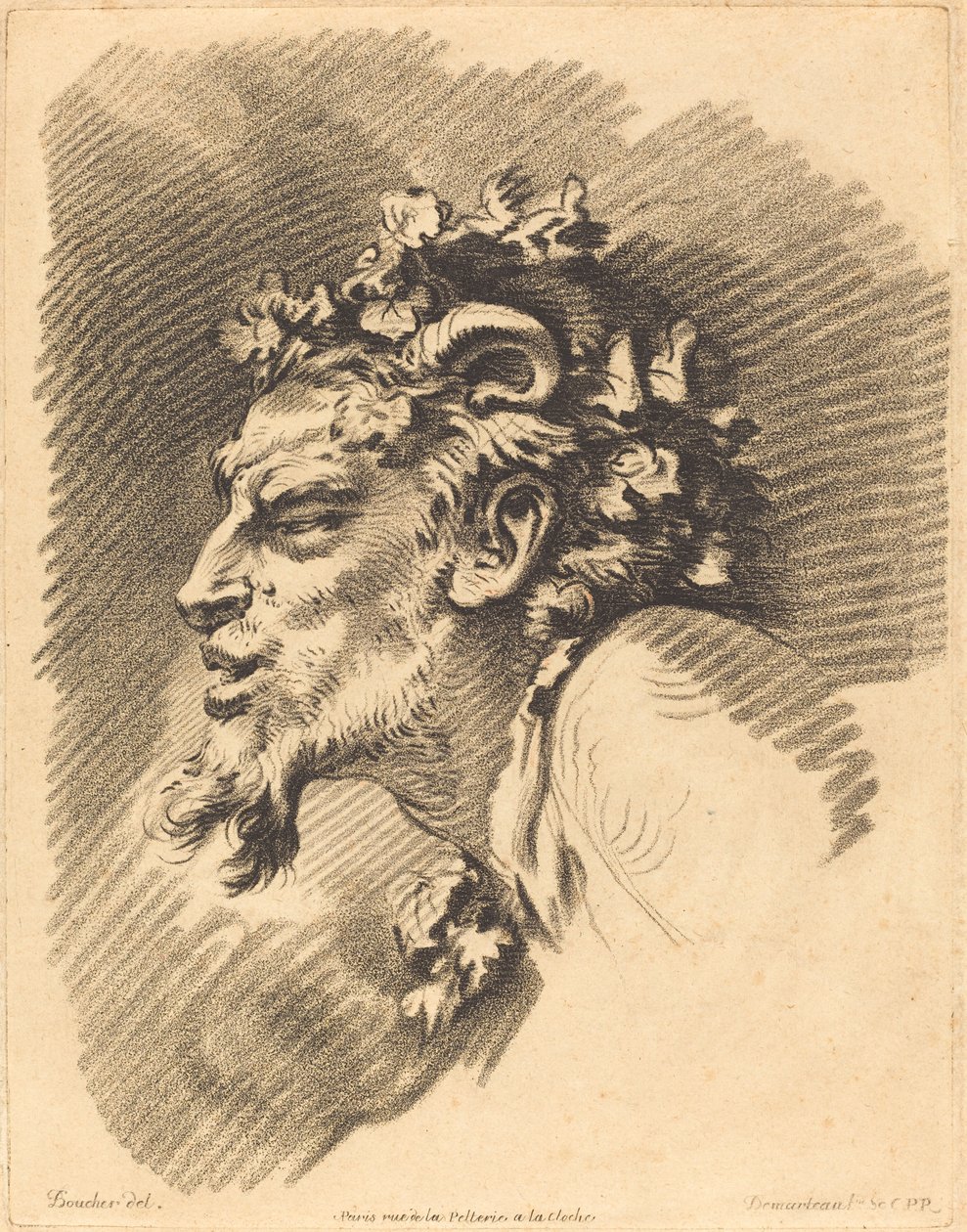 Faunin pää tekijältä Gilles Demarteau, the Elder after François Boucher