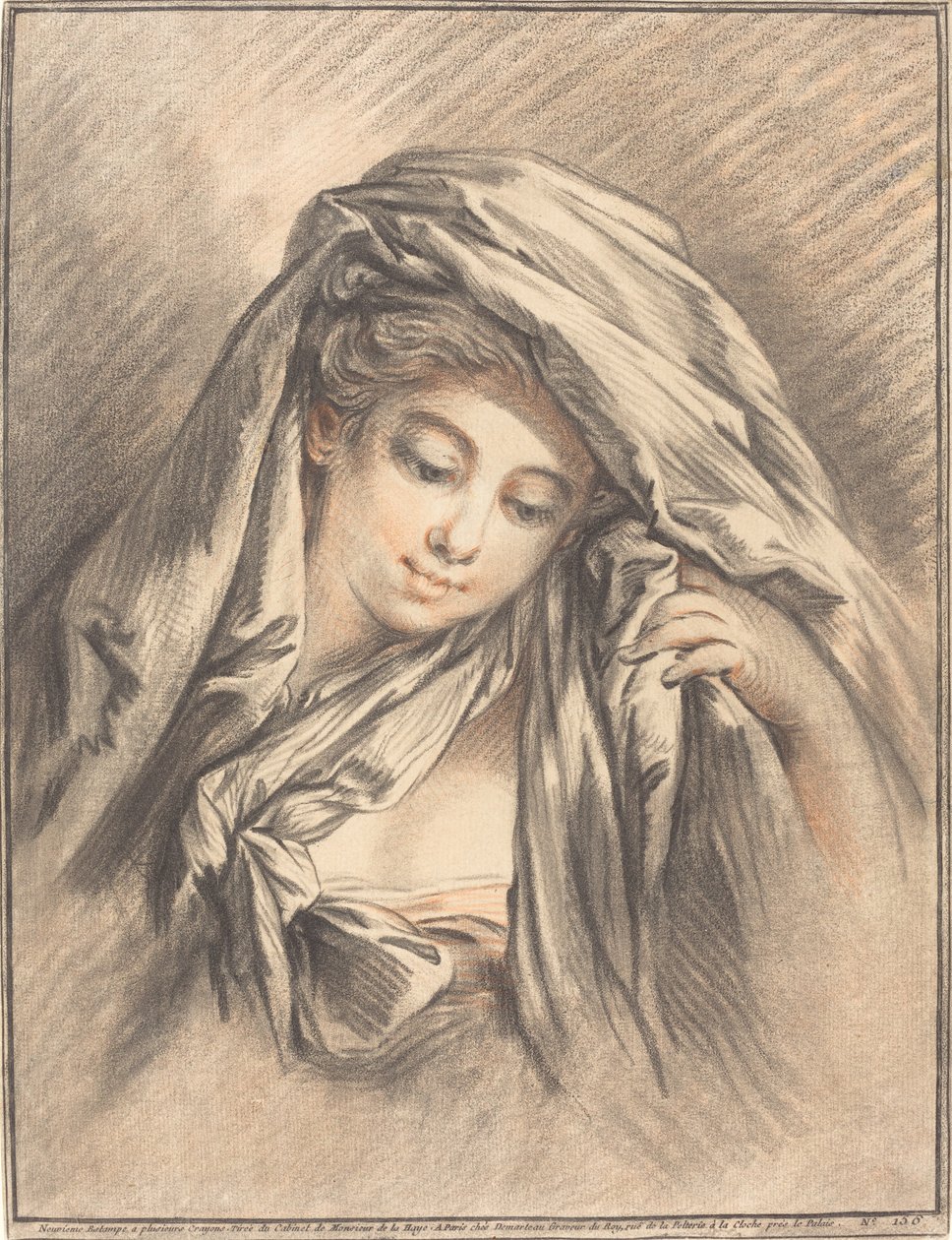 Nuori nainen pää peitettynä tekijältä Gilles Demarteau, the Elder after François Boucher