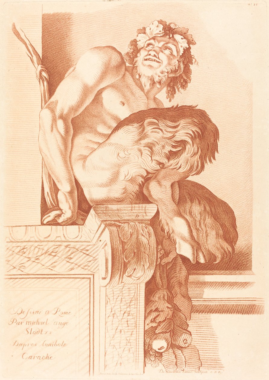 Satyyri tekijältä Gilles Demarteau the Elder after René Michel Slodtz after Annibale Carracci
