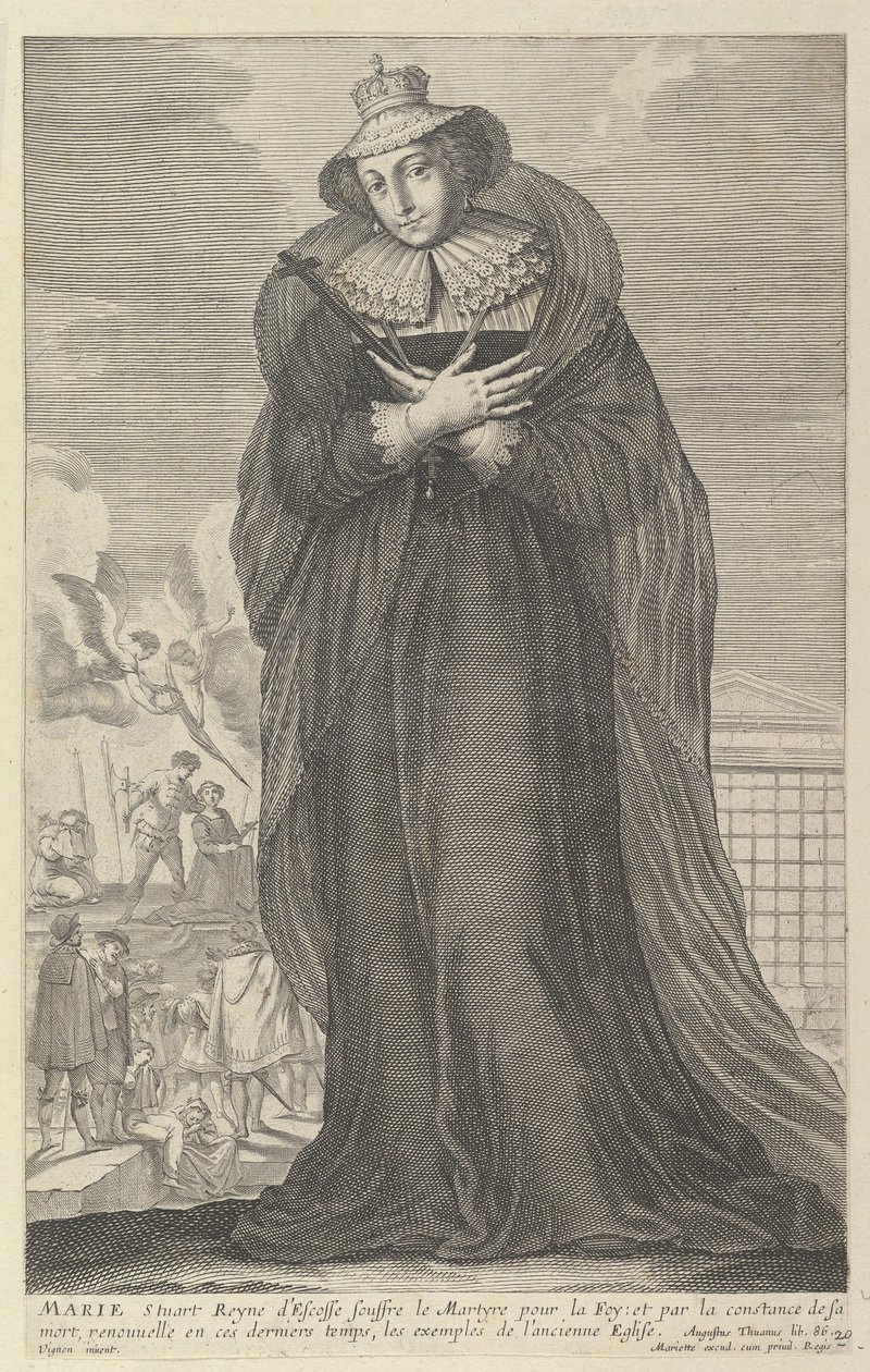 Marie Stuart, 1647. Tekijät: Gilles Rousselet, Abraham Bosse. tekijältä Gilles Rousselet and Abraham Bosse