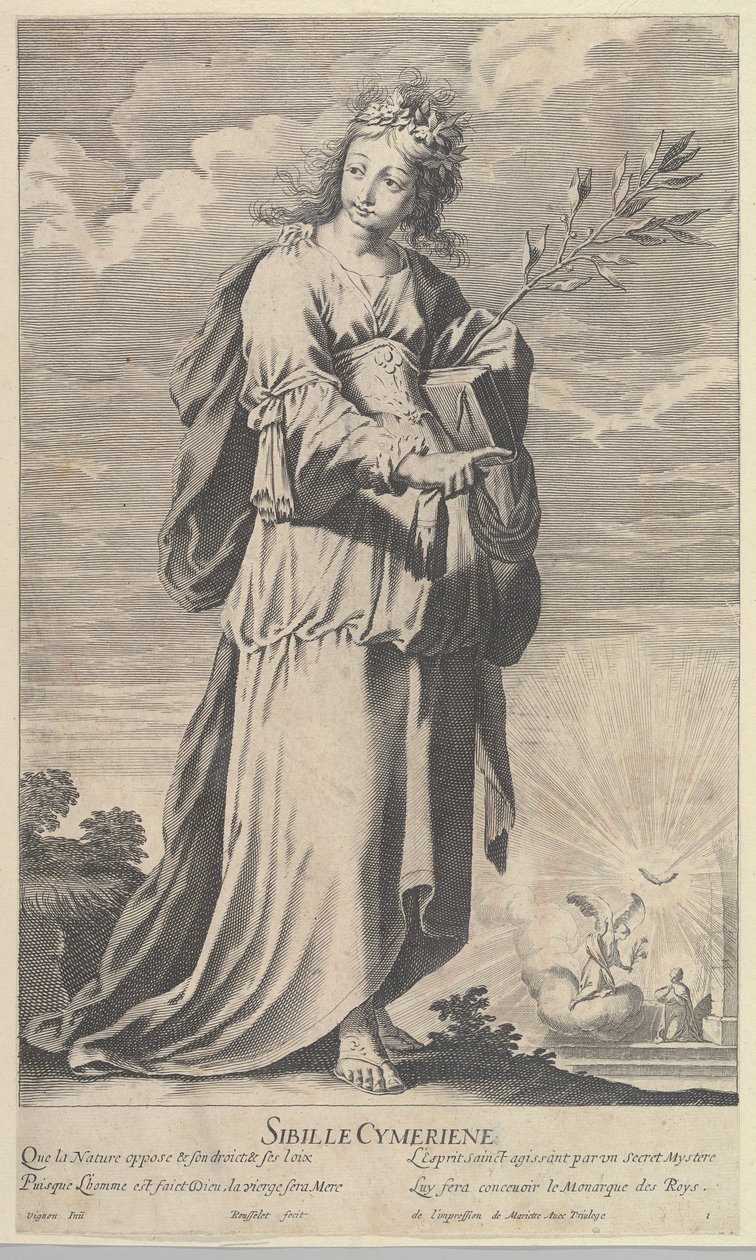 Cimmerian Sibyl, n. 1635. Tekijät: Gilles Rousselet, Abraham Bosse. tekijältä Gilles Rousselet and Abraham Bosse