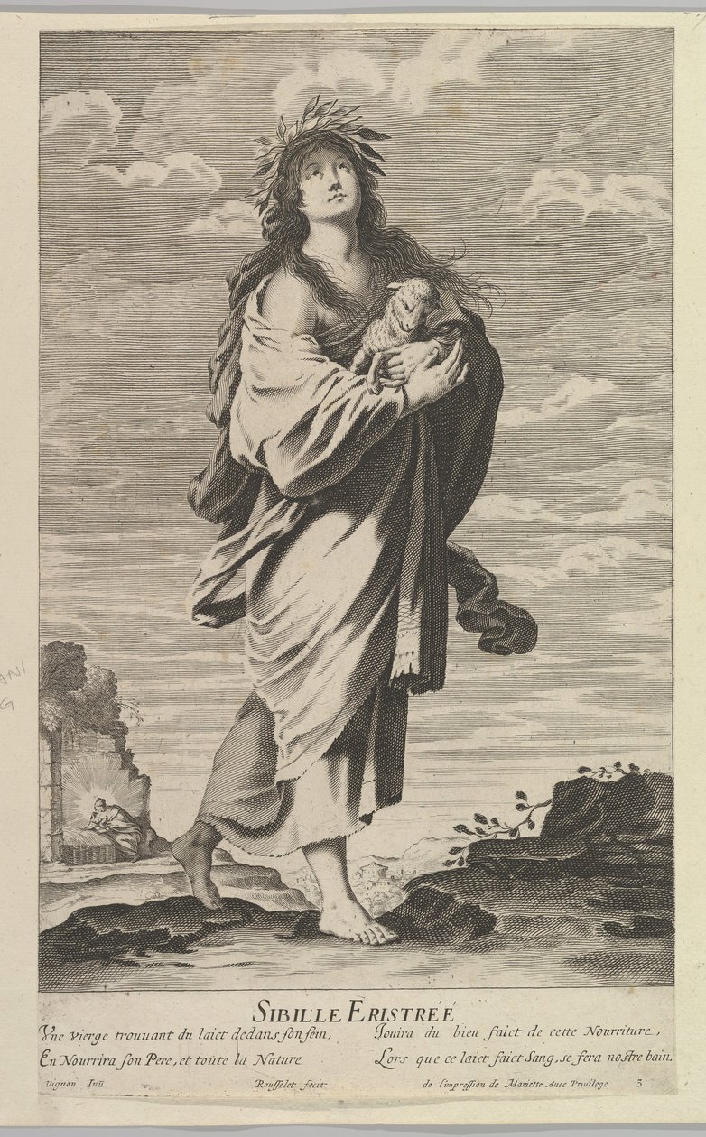 Eritrealainen Sibyl, n. 1635. Tekijät: Gilles Rousselet, Abraham Bosse. tekijältä Gilles Rousselet and Abraham Bosse