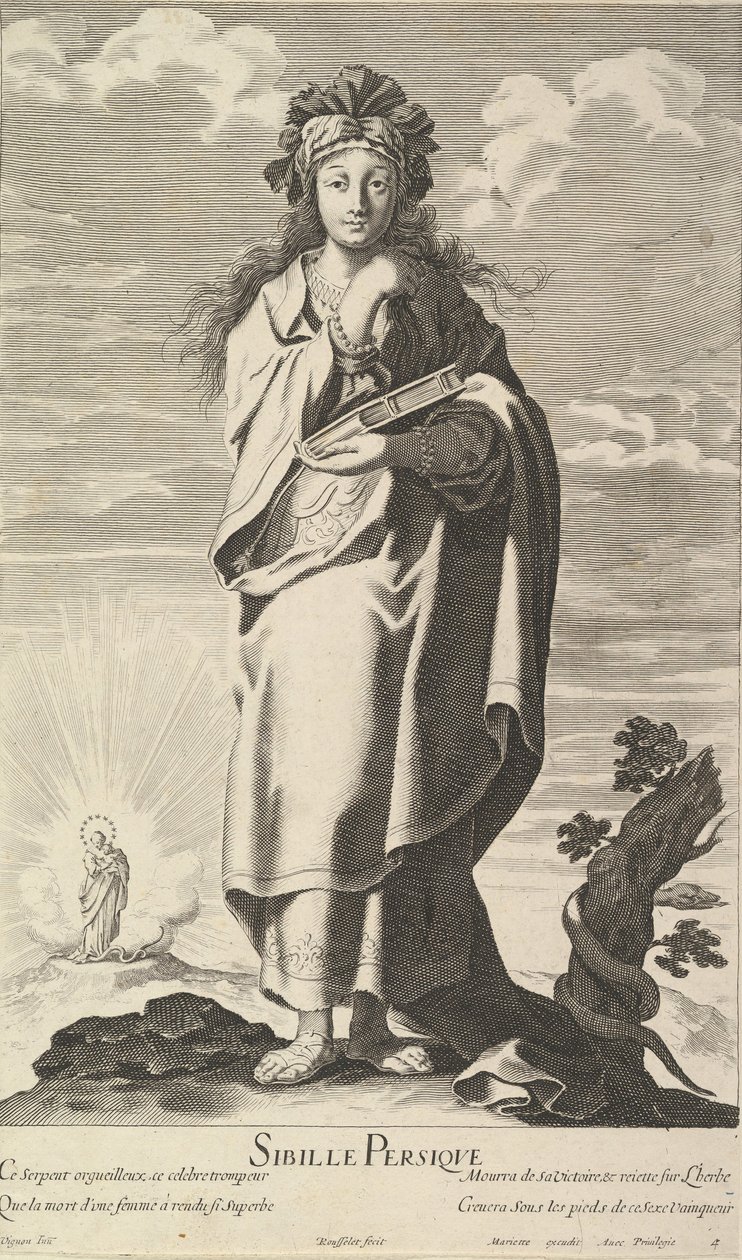 Persialainen Sibylla, n. 1635. Tekijät: Gilles Rousselet, Abraham Bosse. tekijältä Gilles Rousselet and Abraham Bosse