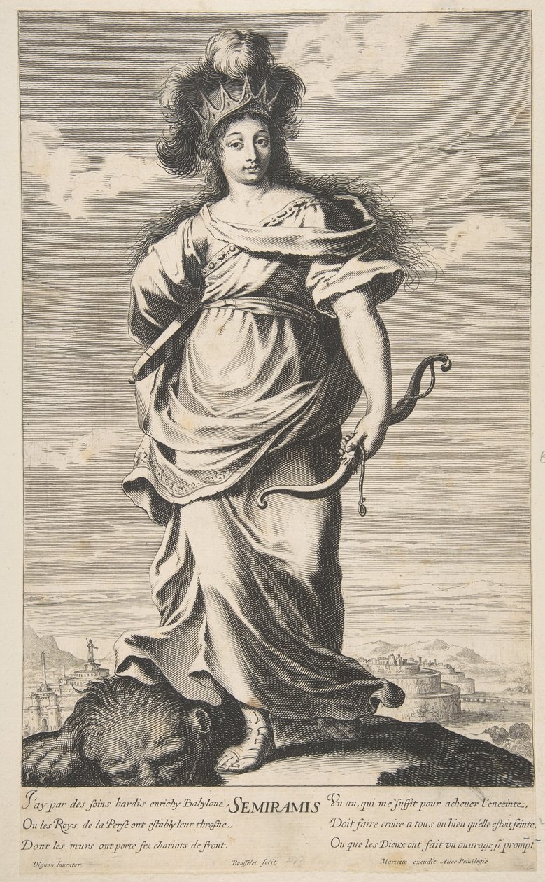 Semiramis, n. 1639-40. Tekijät: Gilles Rousselet, Abraham Bosse. tekijältä Gilles Rousselet and Abraham Bosse