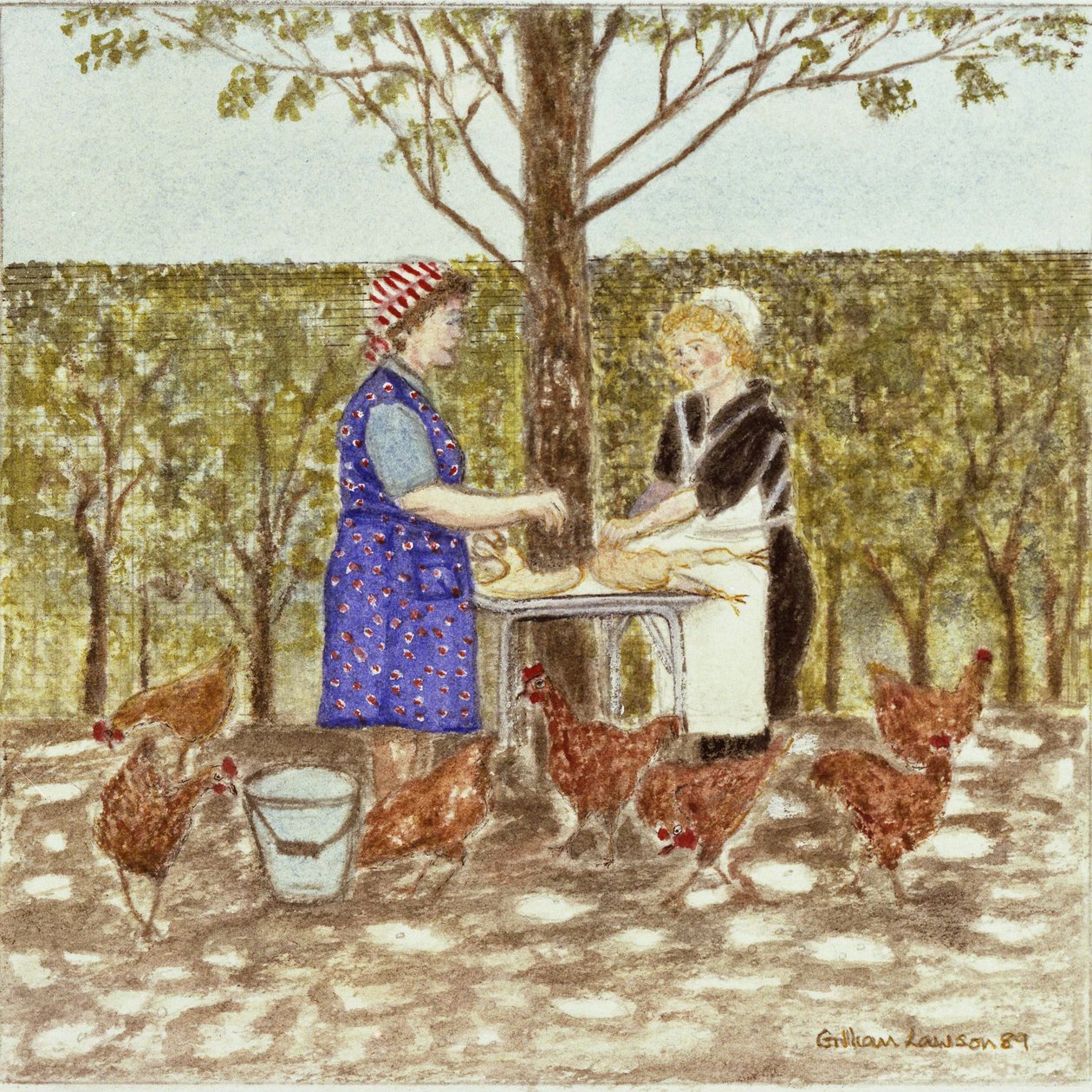 Coq au Vin, 1989 (akvarelli paperille) tekijältä Gillian Lawson