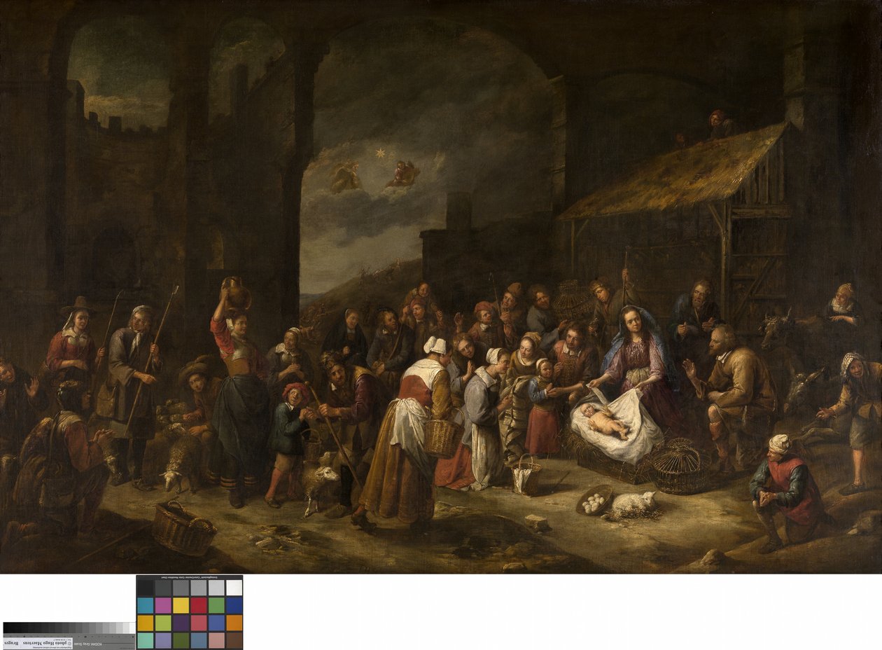 A Adoração dos Pastores (óleo sobre tela) finlandês tekijältä Gillis van Tilborgh