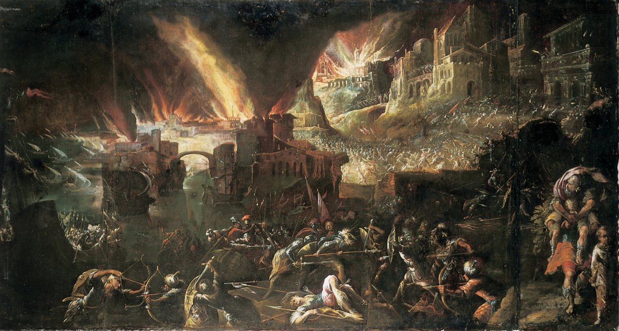Aeneas pelastaa isänsä palavasta Troijasta tekijältä Gillis van Valckenborch