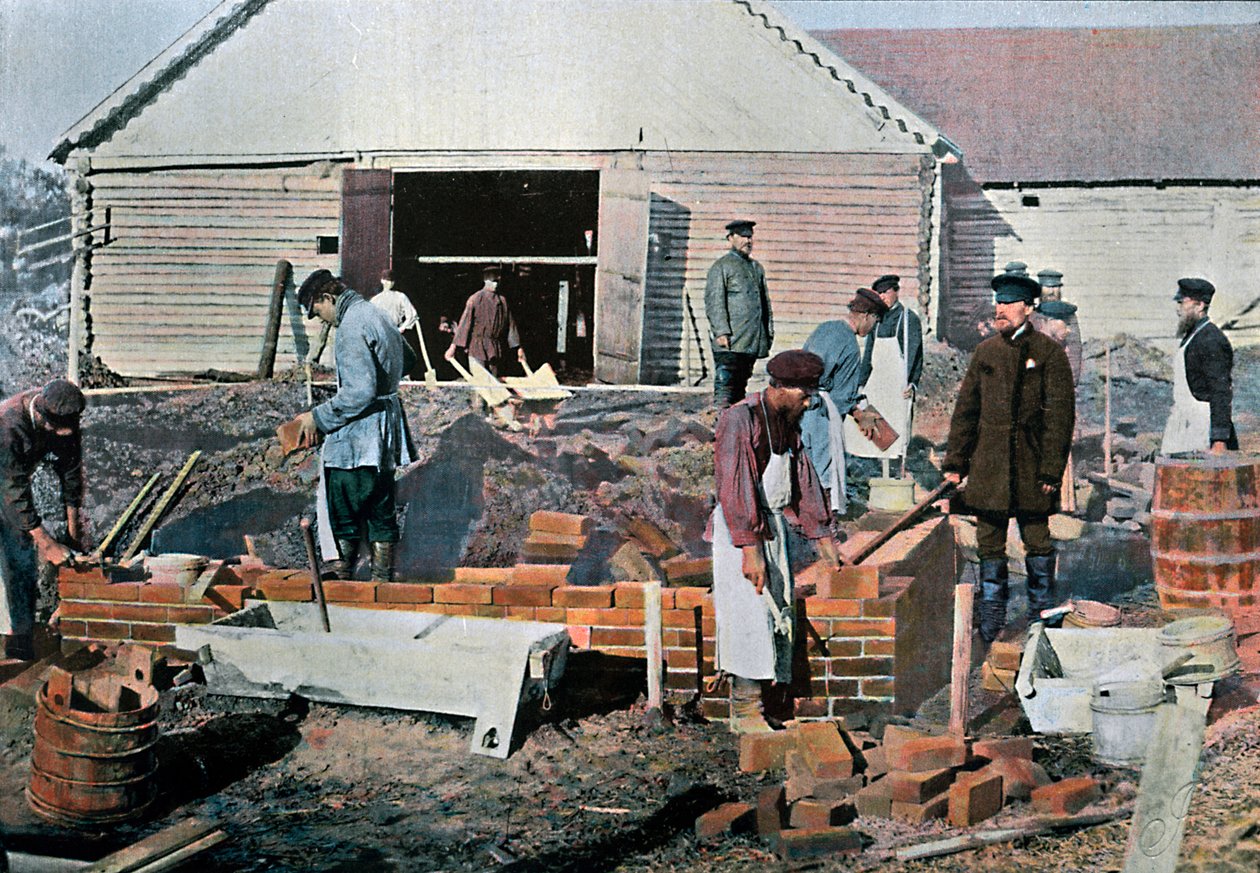 Rakentajat Moskovan ulkopuolella, Venäjä, c1890 tekijältä Gillot