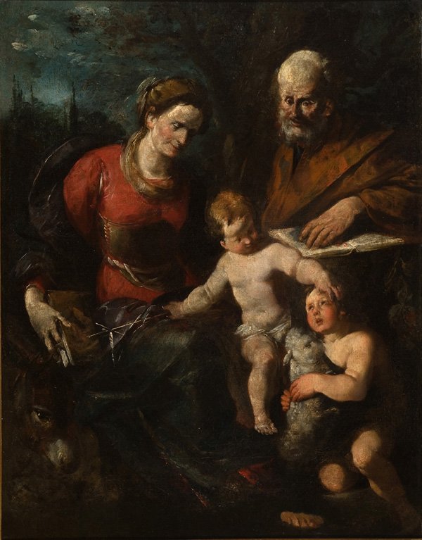 Sts. Anne, Joachim ja Johannes Kastaja lapsen Jeesuksen kanssa tekijältä Gioacchino Assereto