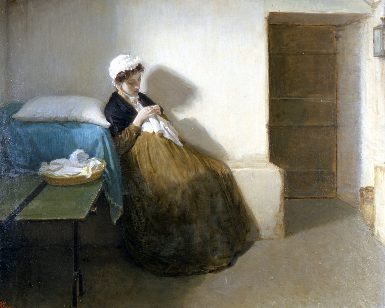 Napolilainen tasavalta 1799 (Partenoopan tasavalta): "" Luisa Sanfelice vankilassa "" Gioacchino Toman (1836-1893) maalaus 1874 Koko 63 x 79 cm, Capodimonte Museum tekijältä Gioacchino Toma