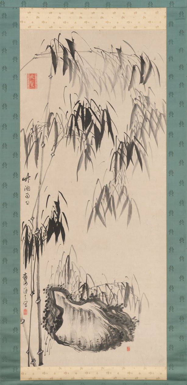 Ikkuna bambulle sateisena päivänä, 1700-luvun ensimmäinen puolisko. tekijältä Gion Nankai