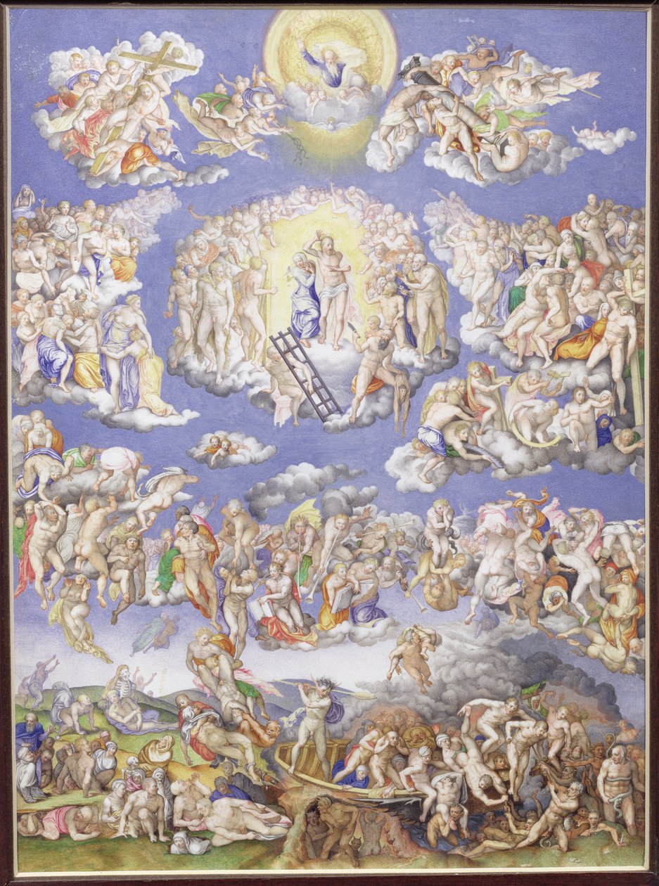 Viimeinen tuomio (Michelangelon jälkeen), n. 1570 (pergamentti) tekijältä Giorgio Giulio Clovio