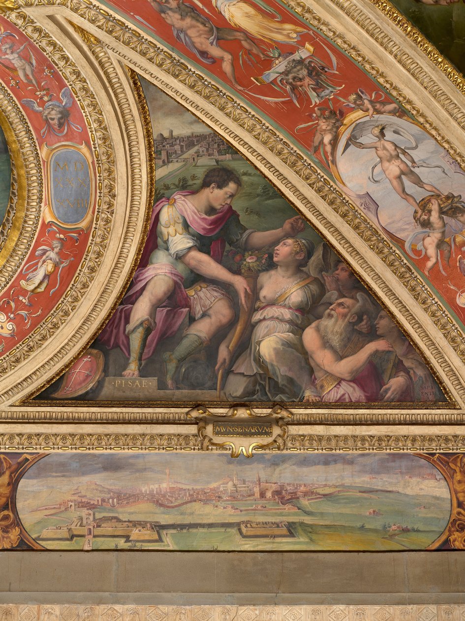 Pisan allegoria; pohjaan, näkymä Sienaan tekijältä Giorgio Vasari