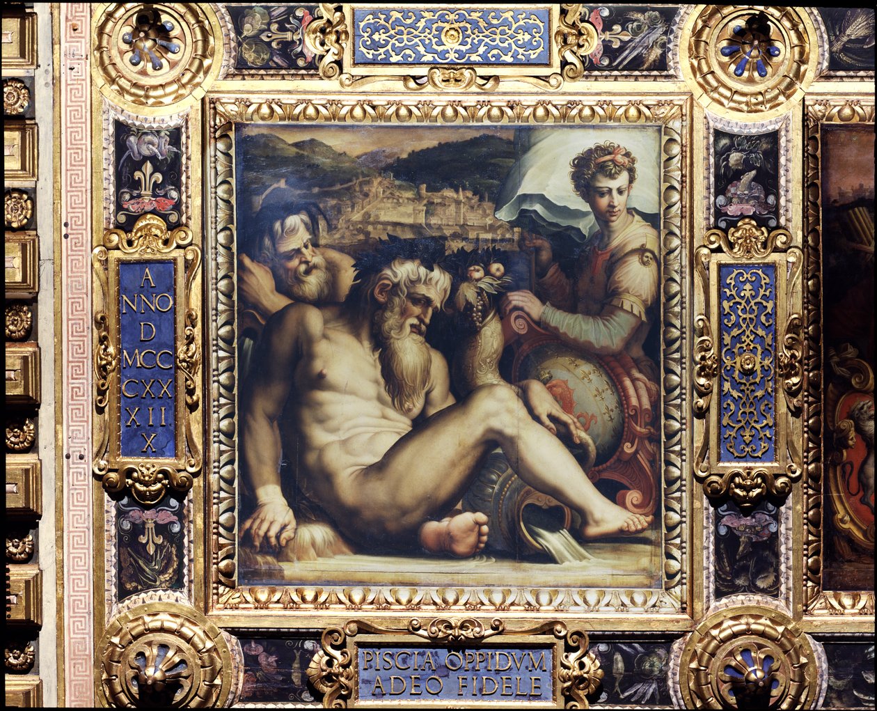 Allegoria Pescian kaupungista Salone dei Cinquecenton katosta, 1565 (paneeli) tekijältä Giorgio Vasari