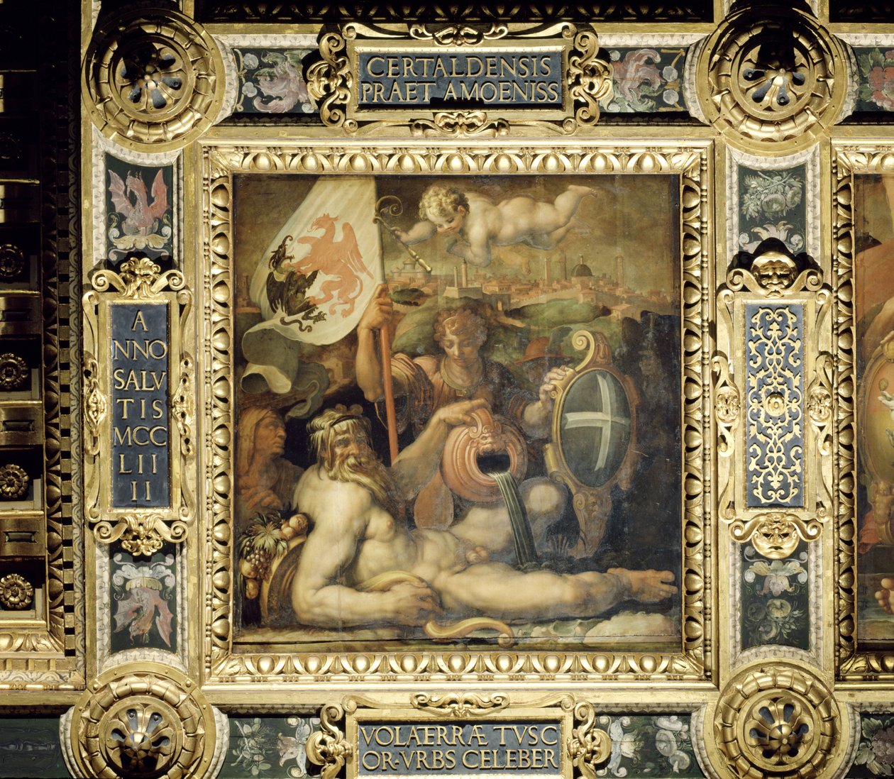 Allegoria Volterran kaupungista Salone dei Cinquecenton katosta, 1565 (paneeli). tekijältä Giorgio Vasari