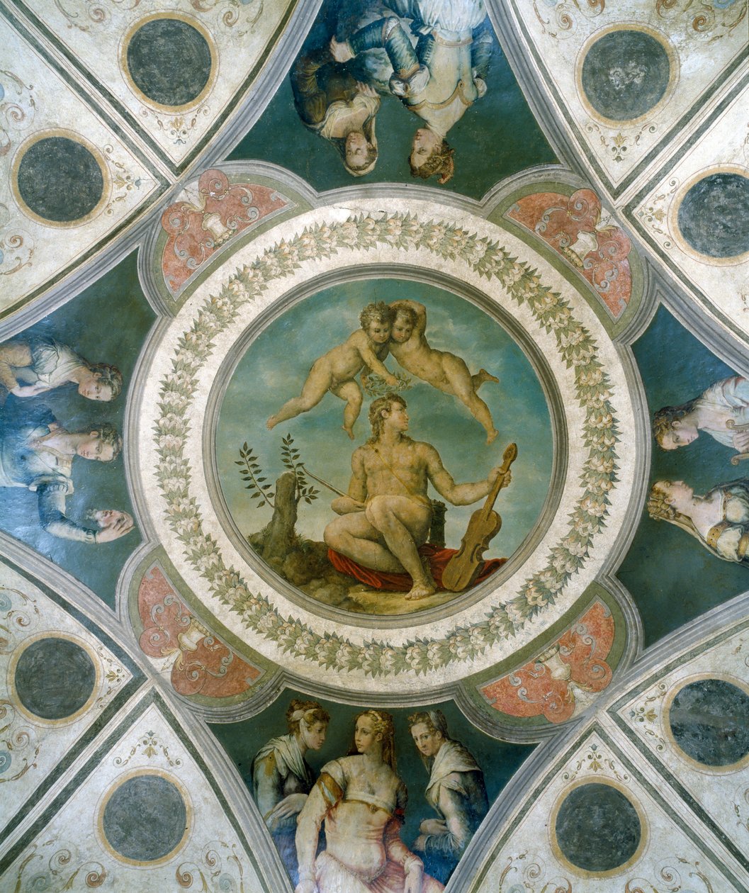 Apollo ja aviorakkauden allegoria, Camera di Apollo (Apollon kamera) tekijältä Giorgio Vasari