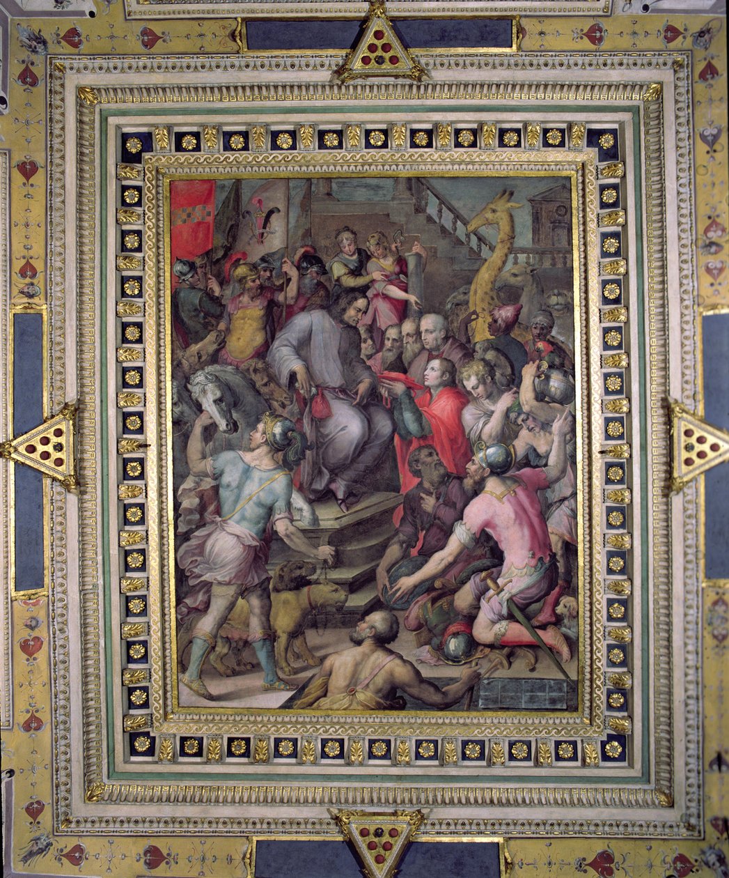 Lorenzo de Medici vastaanottamassa lahjoja lähettiläistään tekijältä Giorgio Vasari