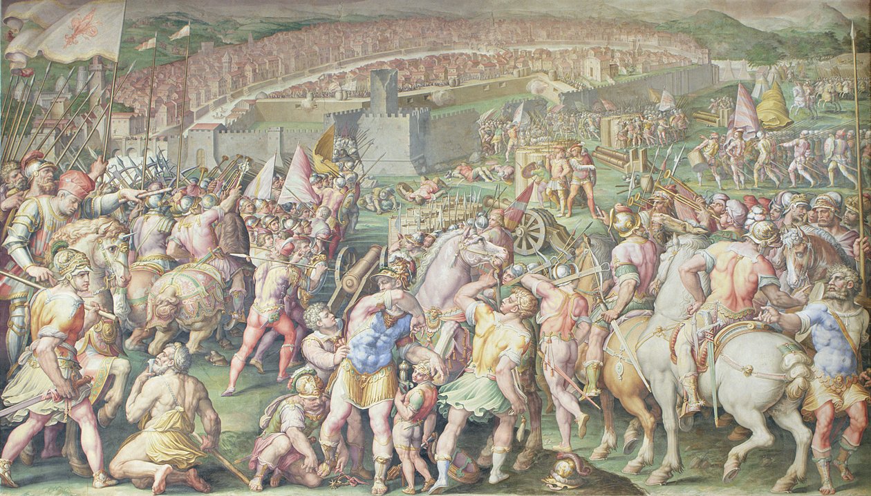Firenzen joukot hyökkäsivät Pisaan, Salone dei Cinquecento, 1555-72 tekijältä Giorgio Vasari