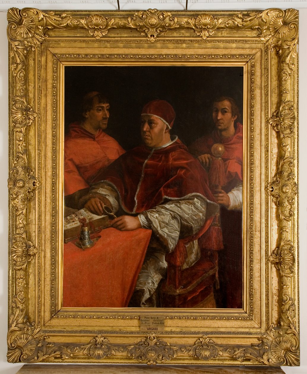 Paavi Leo X kahden kardinaalin kanssa Rafaelin jälkeen tekijältä Giorgio Vasari