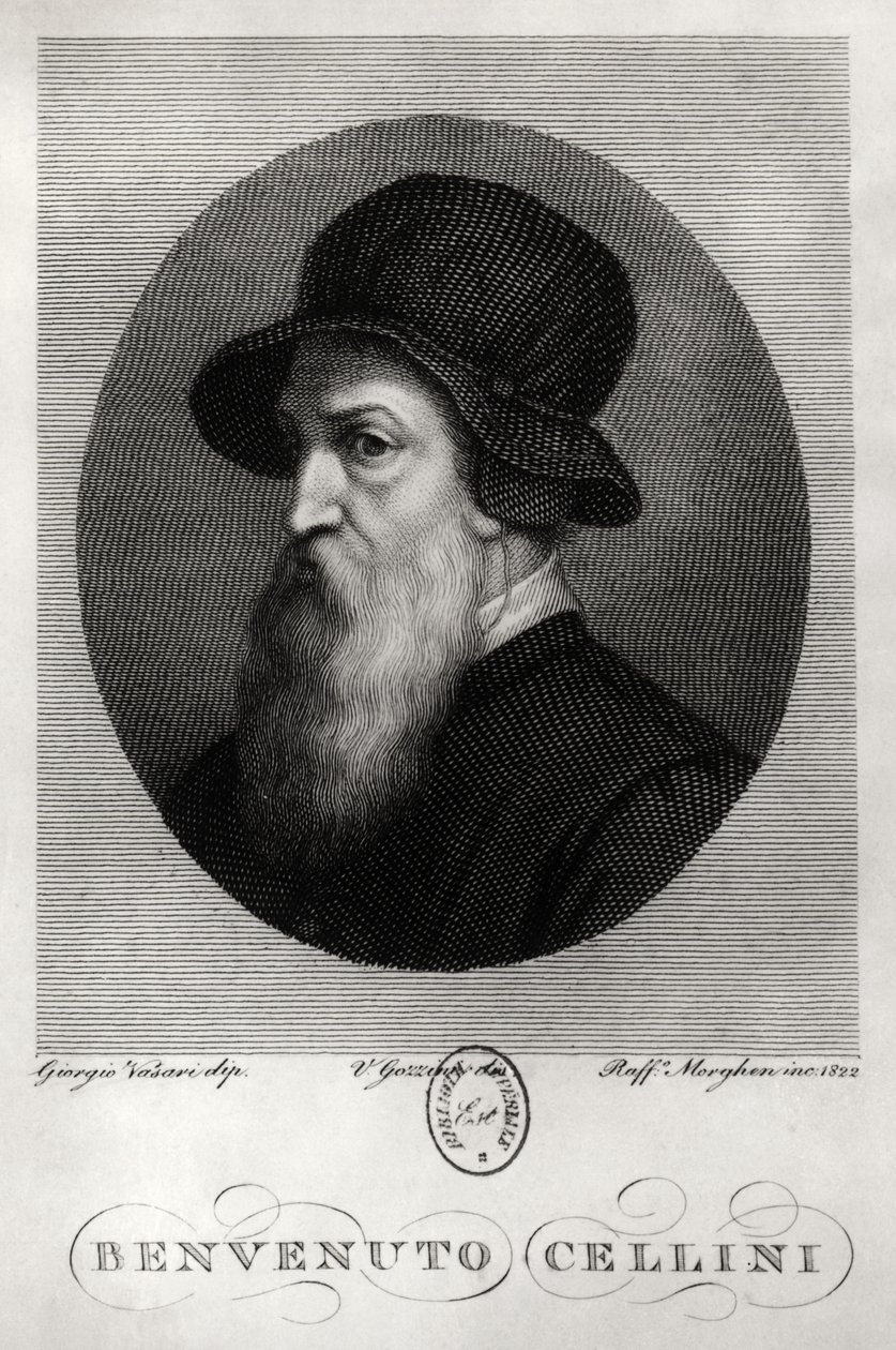 Larawan ni Benvenuto Cellini (1500-71) na inukit ni Rafaello Morghen (1758-1833) 1822 finn tekijältä Giorgio Vasari