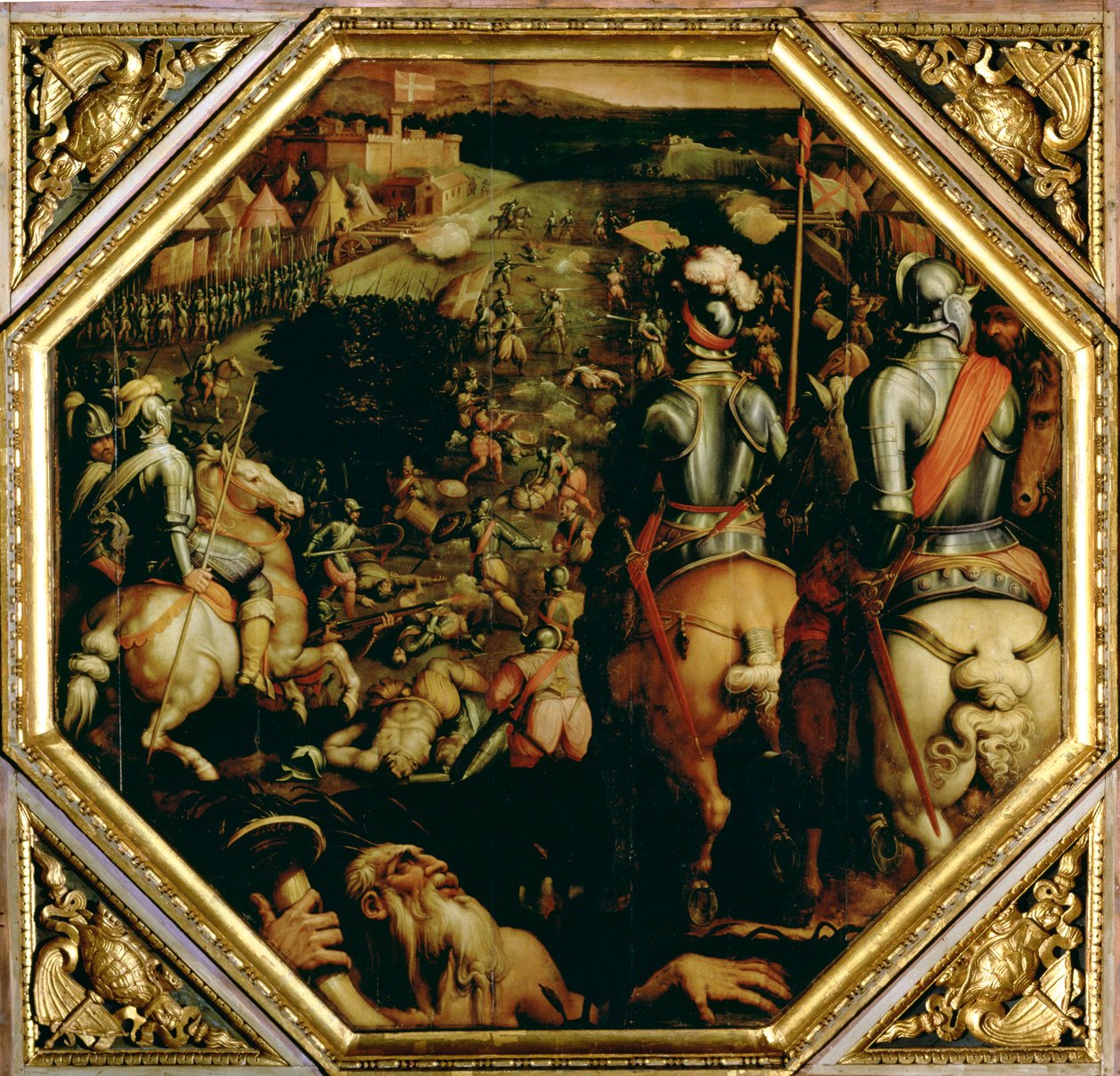 Marcianon taistelu vuonna 1553, Salone dei Cinquecenton katosta, 1565 (paneeli) tekijältä Giorgio Vasari