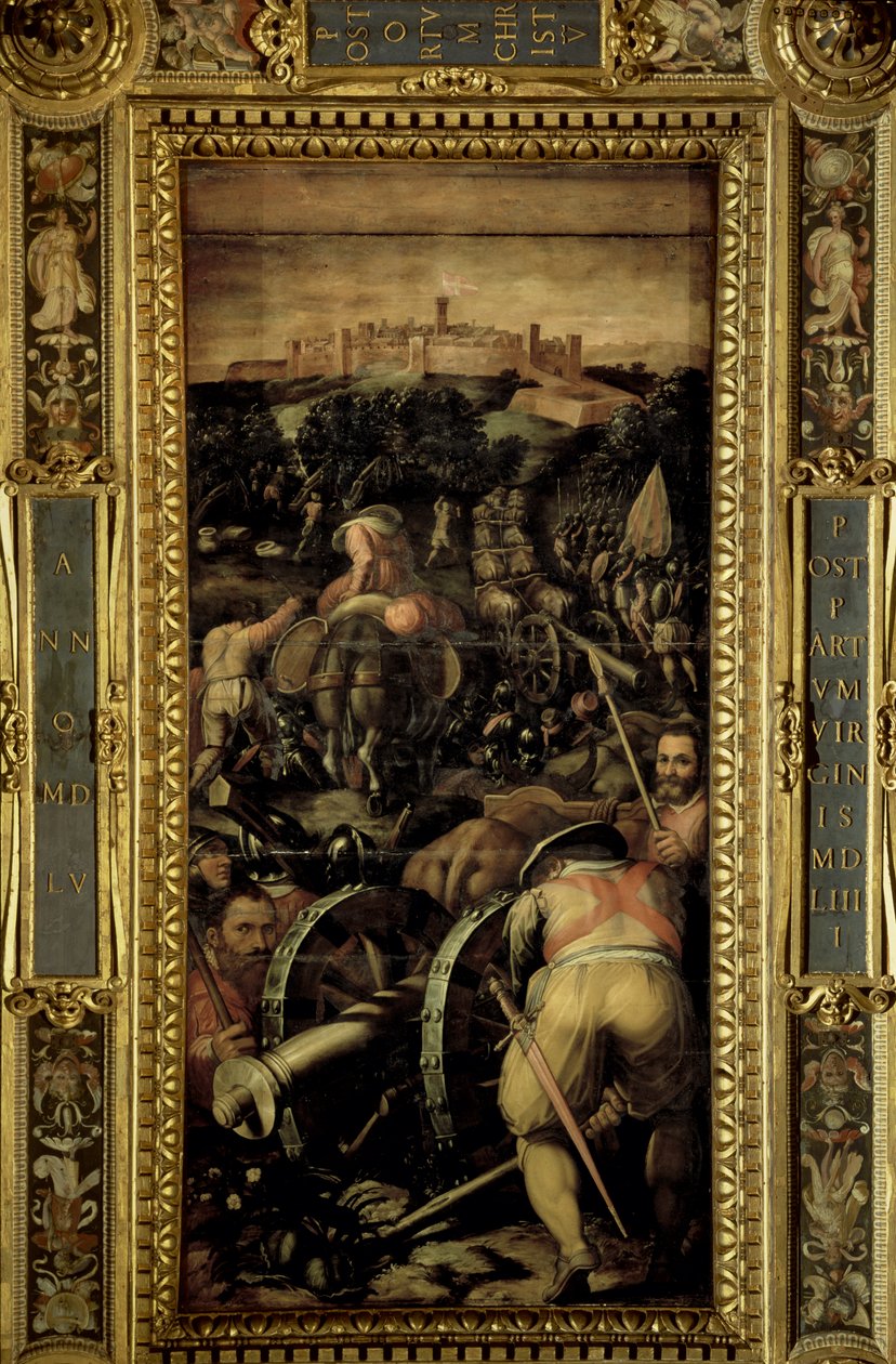 Monteriggionin vangitseminen Salone dei Cinquecenton katosta, 1565 (paneeli) tekijältä Giorgio Vasari