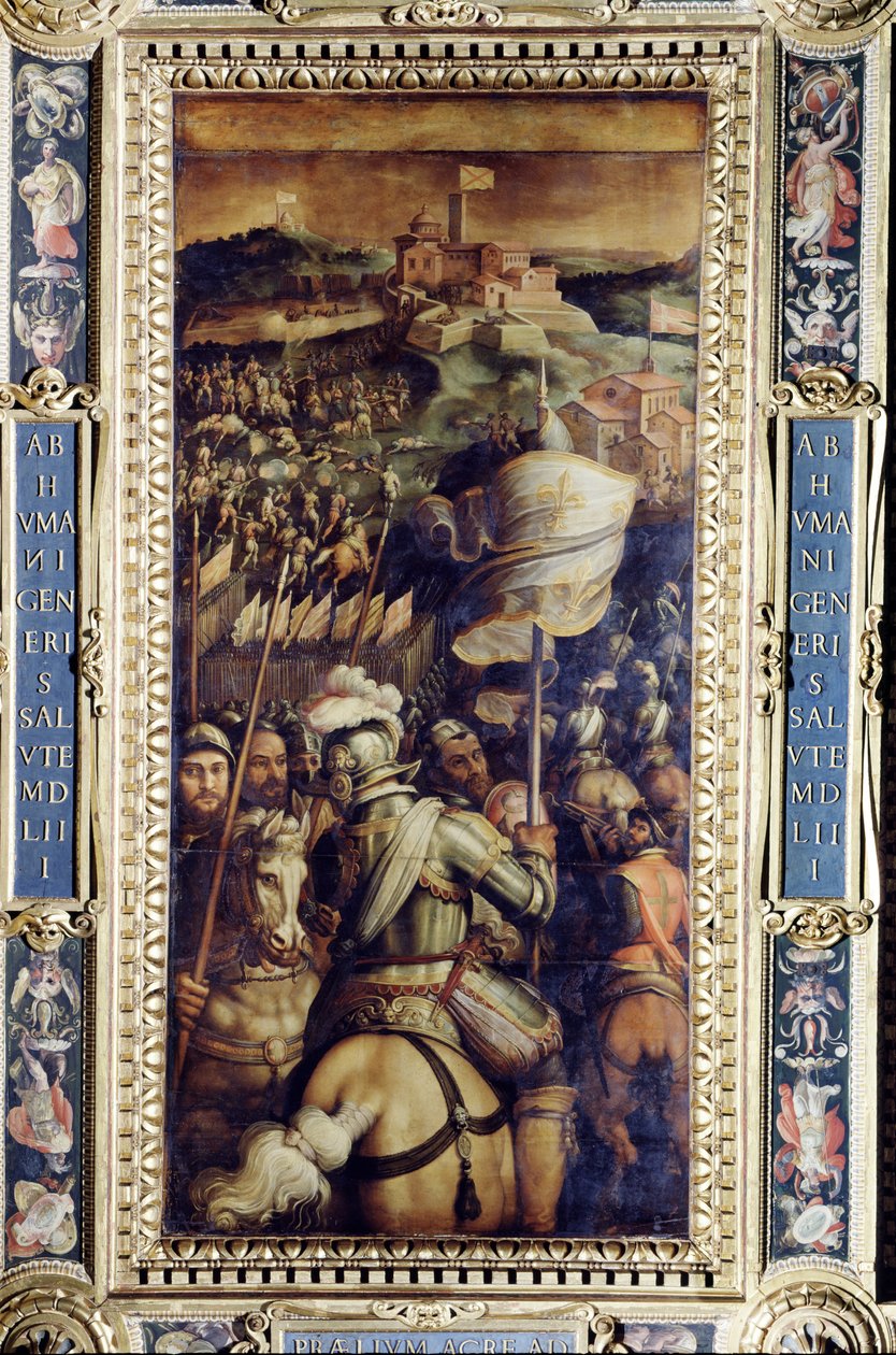 Monasteron linnoituksen vangitseminen Salone dei Cinquecenton katosta, 1565 (paneeli) tekijältä Giorgio Vasari