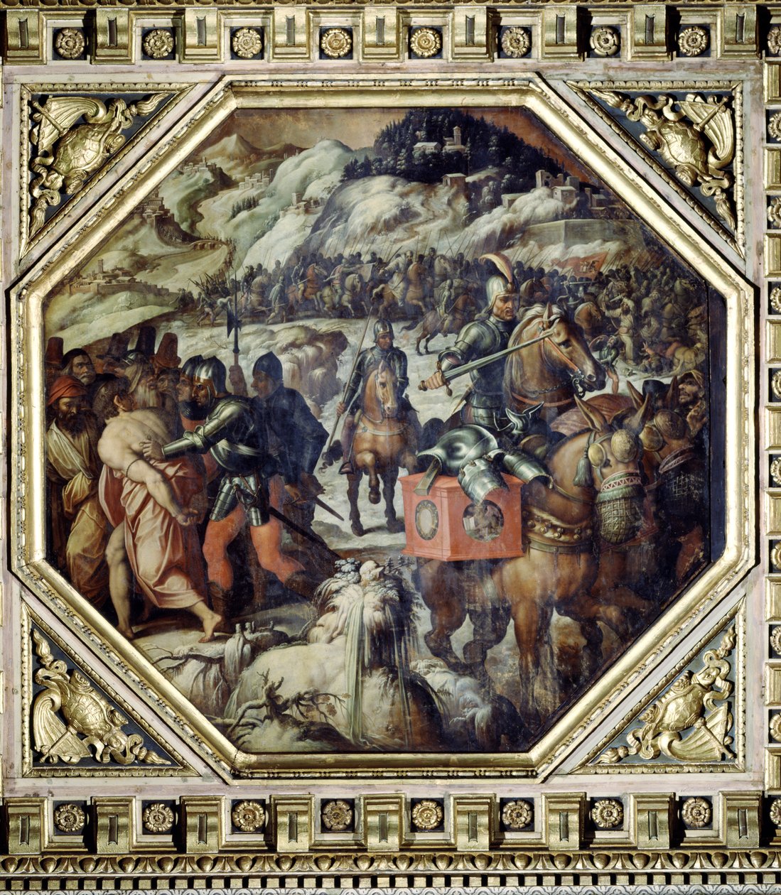 Venetsialaisten tappio Casentinossa Salone dei Cinquecenton katosta, 1565 (paneeli) tekijältä Giorgio Vasari