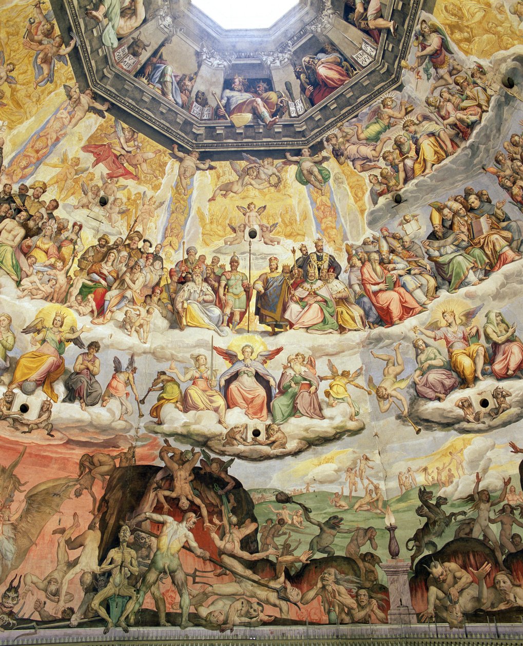 Viimeinen tuomio, yksityiskohta Duomon kupolista, 1572-79 tekijältä Giorgio Vasari