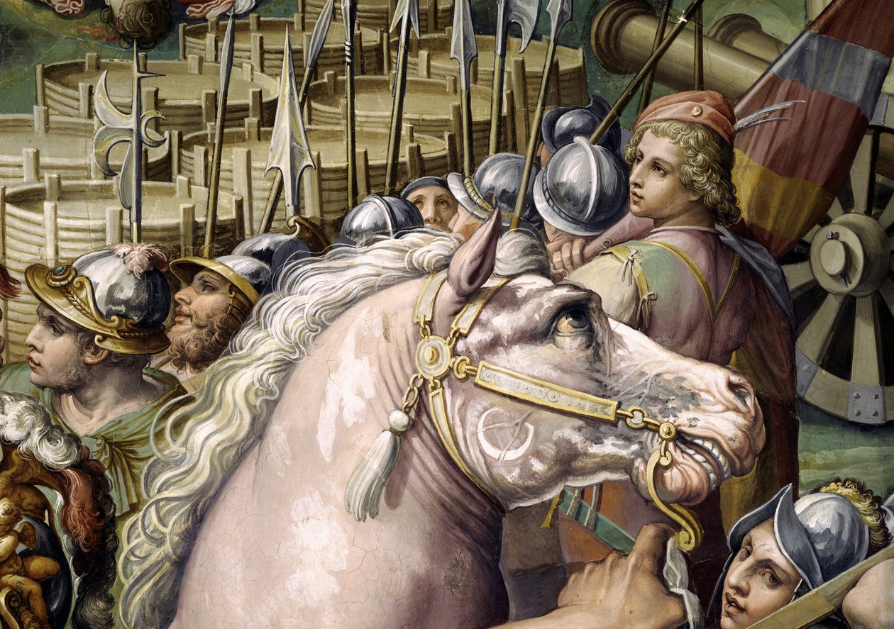 Pisan valloitus (yksityiskohta). Giorgio Vasarin ja hänen ateljeensa (1511-1574) fresko. Palazzo Vecchio (Salone dei Cinquecento). tekijältä Giorgio (and workshop) Vasari