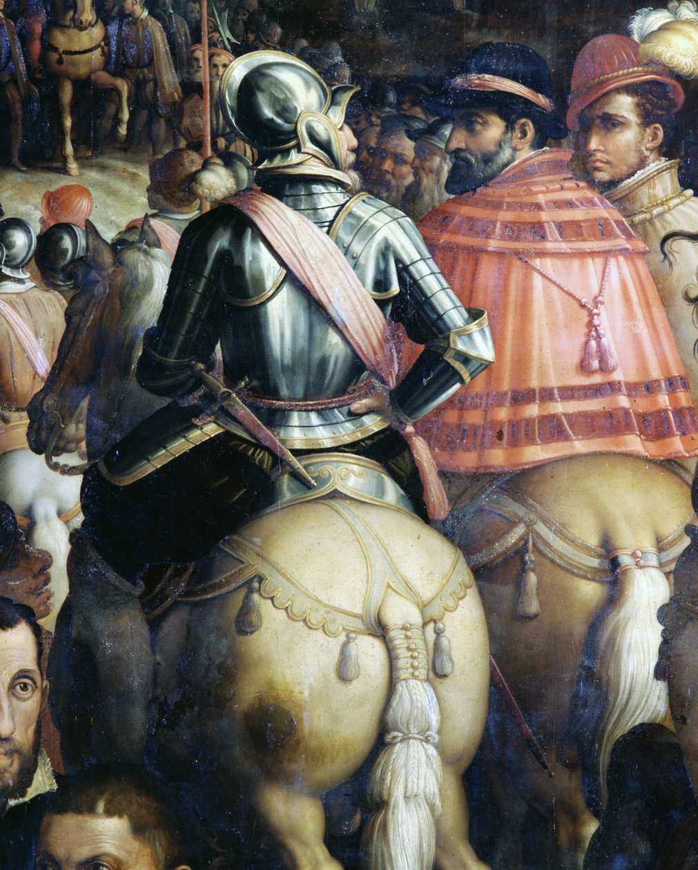 Riemuvoitto sodan jälkeen Sienassa, Italiassa. Yksityiskohta. Giorgio Vasarin ja hänen ateljeensa maalaus (1511-1574). tekijältä Giorgio (and workshop) Vasari