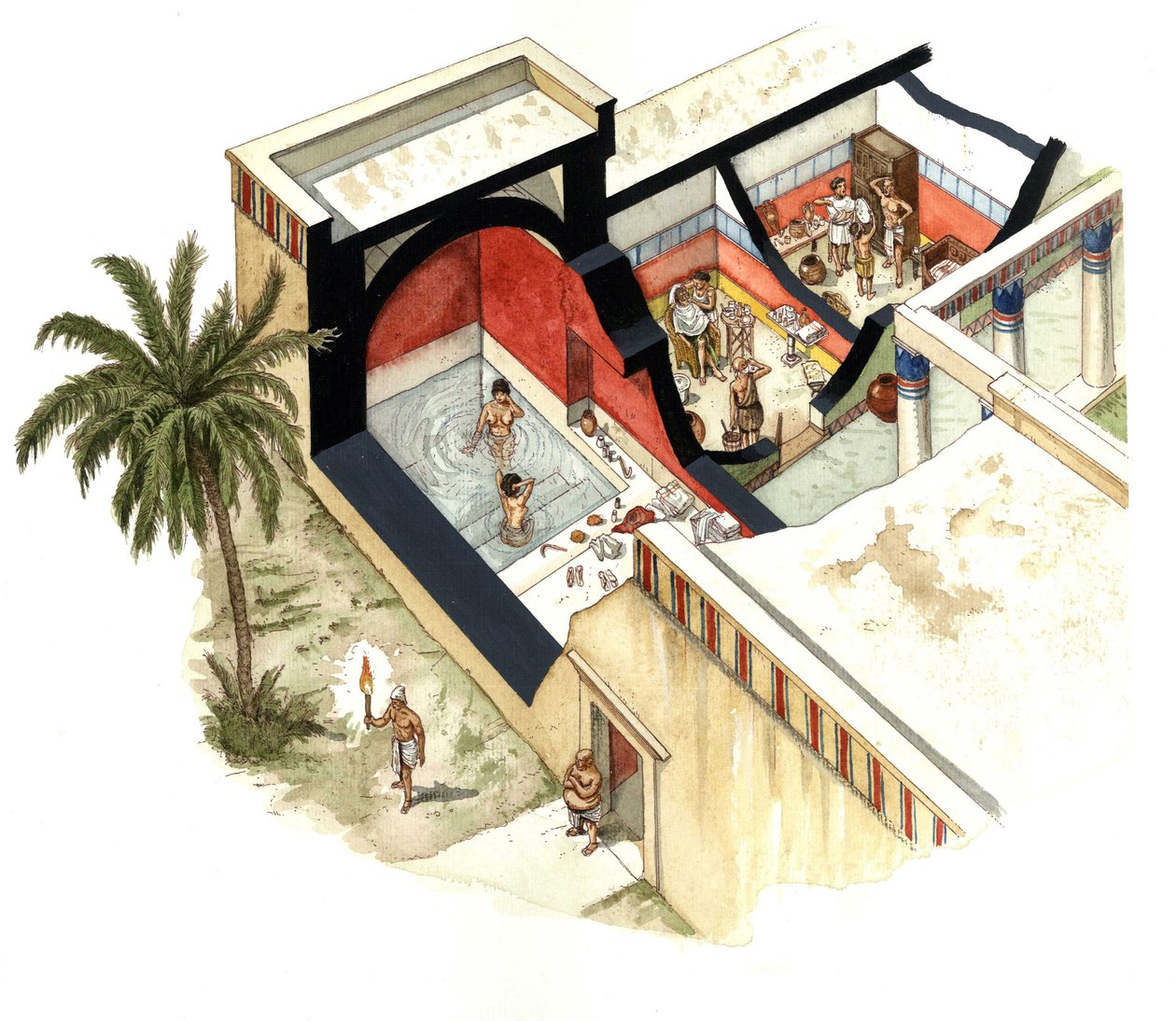Egyptiläinen antiikki: Hellenistisen kauden (4.-1. vuosisata eKr.) egyptiläiset kylpylät ja kylpylät. tekijältä Giorgio Albertini