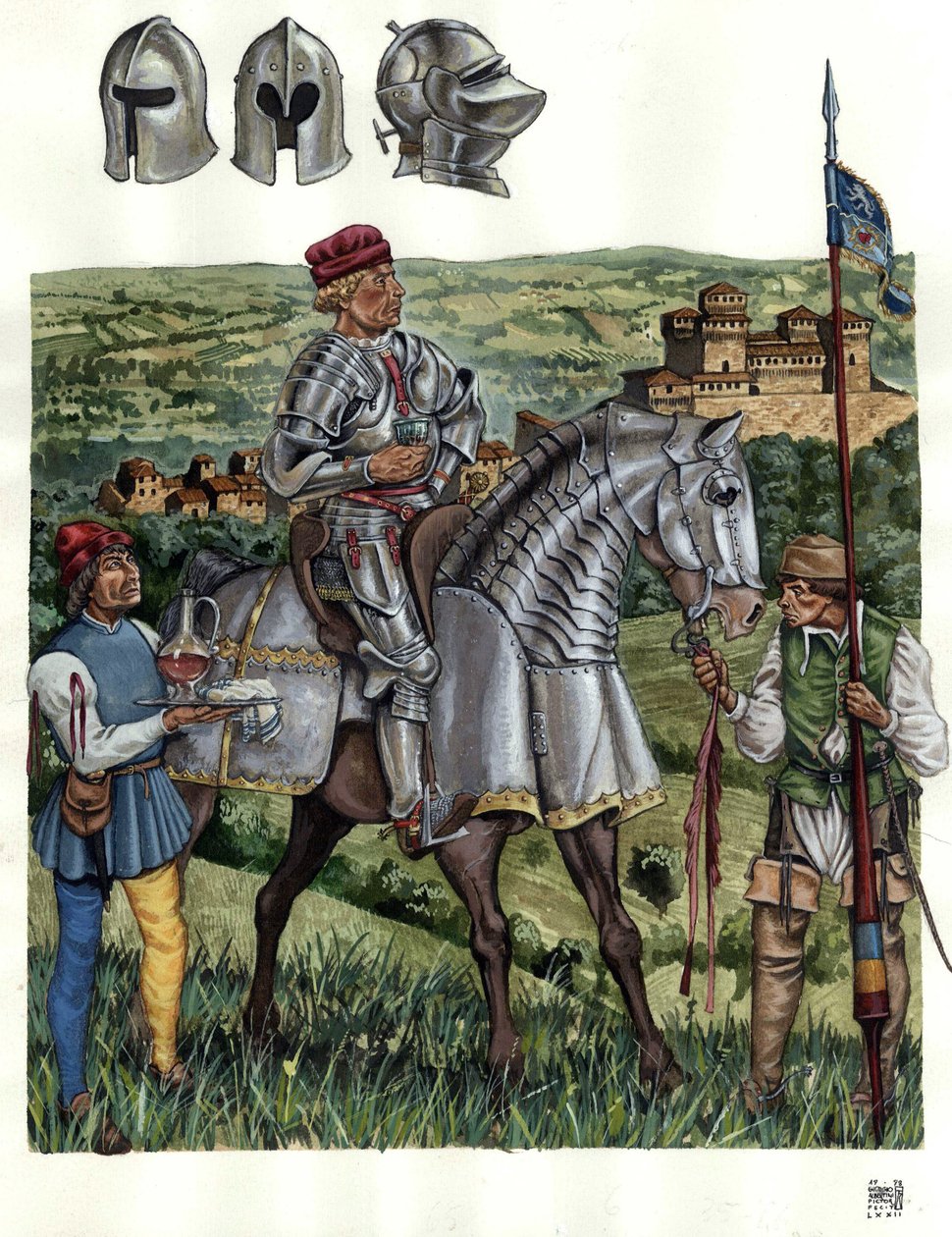 Keskiajalla: Keski-Italian condottieron (condottiere) muotokuva 1400-luvulla. tekijältä Giorgio Albertini