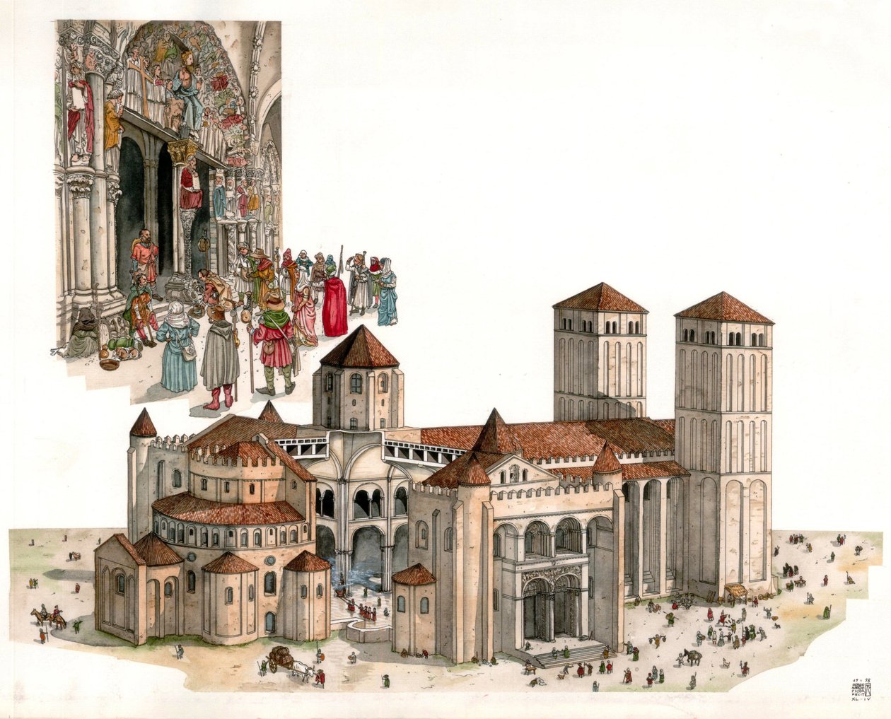 Romaanista taidetta: katsaus Santiago de Compostelan katedraaliin, joka rakennettiin 1100- ja 1200-luvuilla Santiago de Compostelassa, Espanjassa. tekijältä Giorgio Albertini